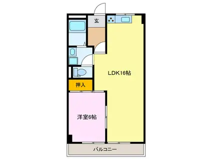 ダイアナポリス桜橋(1LDK/4階)の間取り写真