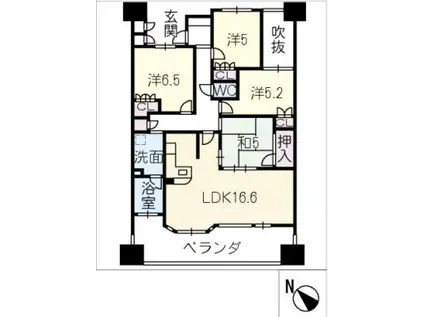 グランステーシア津新町1205号(4LDK/12階)の間取り写真