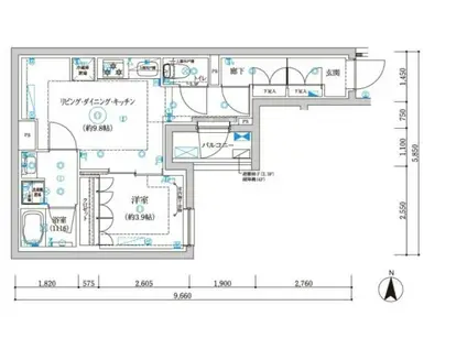 セジョリ東陽町II(1LDK/4階)の間取り写真