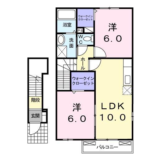 フィオーレ(2LDK/2階)の間取り写真