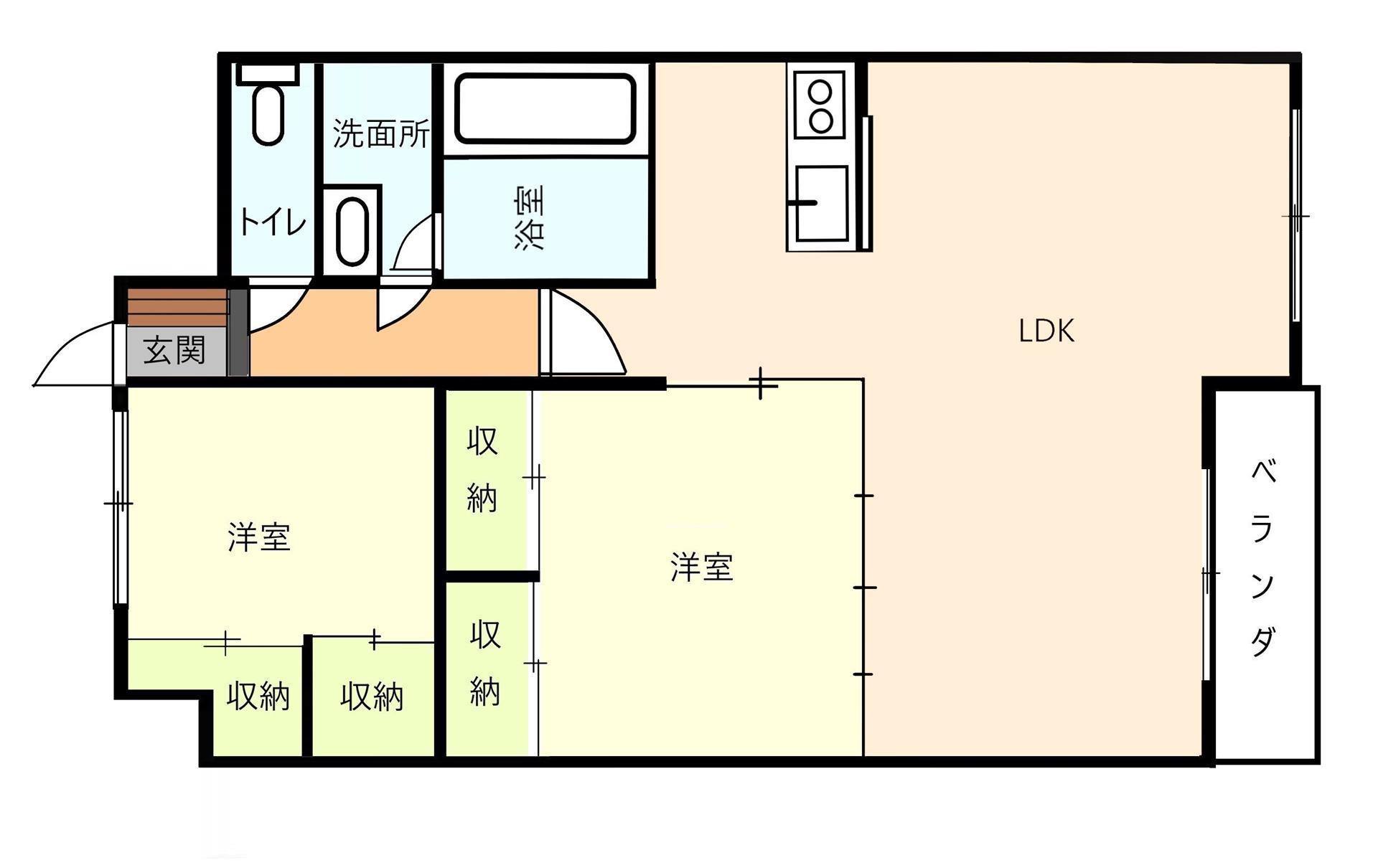 プランドール矢原(2LDK/5階)の間取り写真