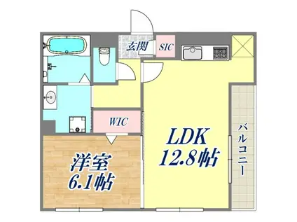 トリシア武庫川(1LDK/1階)の間取り写真