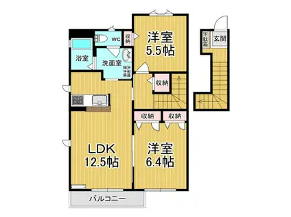 アリシャA(2LDK/2階)の間取り写真