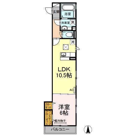 セジュール武蔵新城(1LDK/1階)の間取り写真