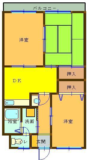 第3松本マンション(3DK/4階)の間取り写真