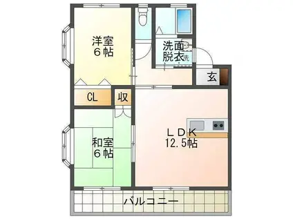 スカイラーク・M A棟(2LDK/2階)の間取り写真