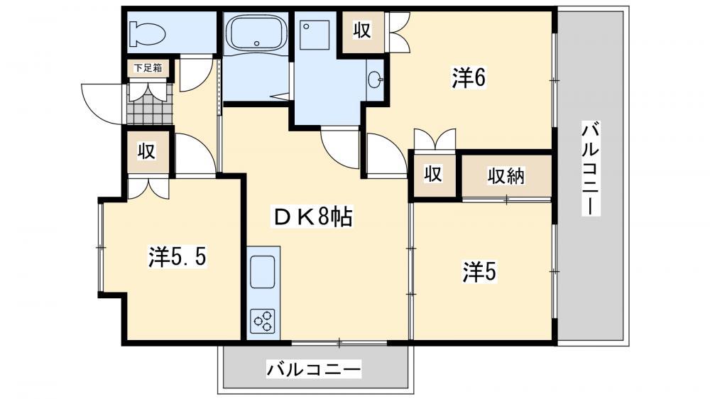 アサート木屋瀬(3DK/4階)の間取り写真