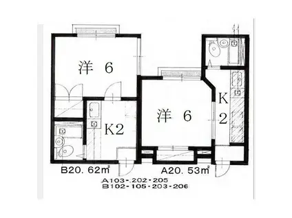 メゾン プチ・ボワ(1K/2階)の間取り写真