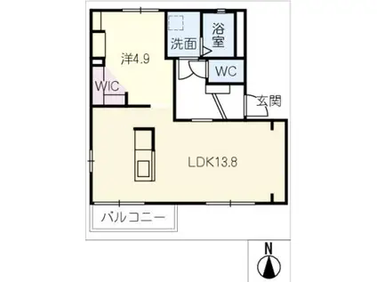 HINOMARU TOWN(1LDK/1階)の間取り写真