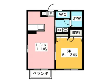 マノワール(1LDK/1階)の間取り写真