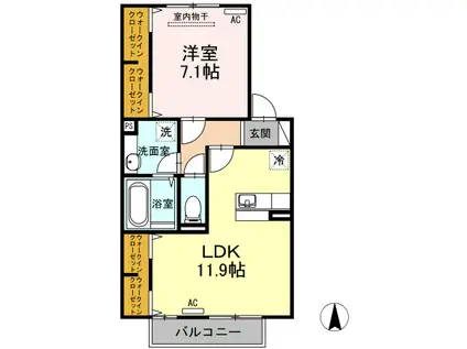 ラ・サクラ・サクラI/ラ・愛夏・ミミ II(1LDK/2階)の間取り写真