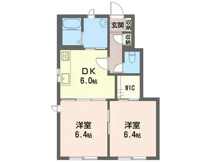 コミーテラスII(2DK/1階)の間取り写真