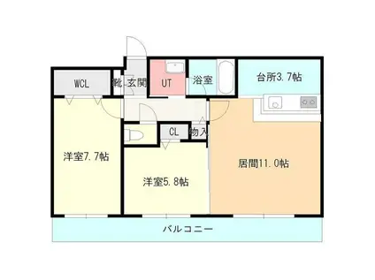 フェリオ64(2LDK/3階)の間取り写真