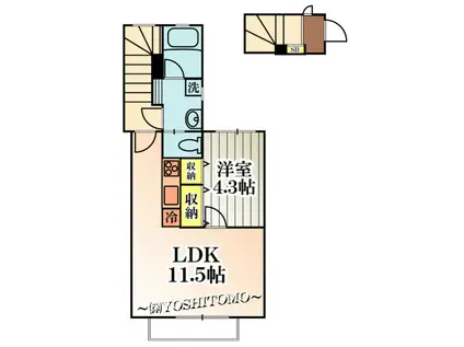 COMFORT ROOM(1LDK/1階)の間取り写真