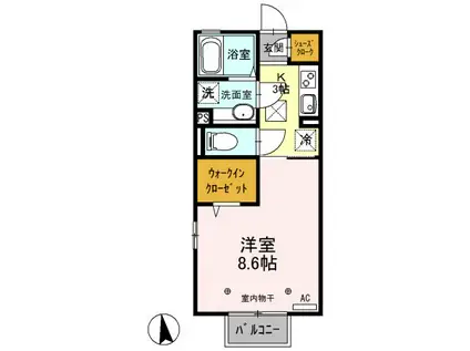 コモドA・B(1K/1階)の間取り写真