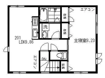 メゾン・ド・あしび(1LDK/2階)の間取り写真