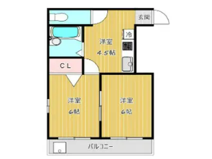 オーナーズマンション西明石(2DK/4階)の間取り写真