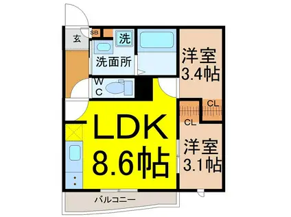 PRECIOUS桜本町(2LDK/4階)の間取り写真