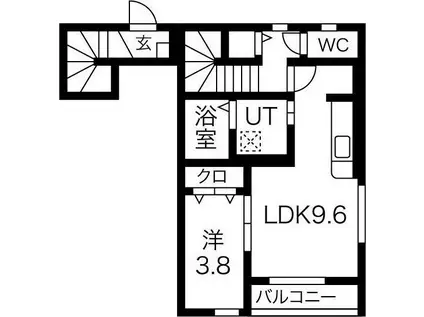 クリスタル(1LDK/2階)の間取り写真