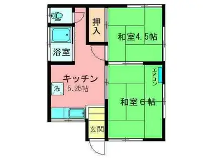 鵜沢荘(2K/1階)の間取り写真