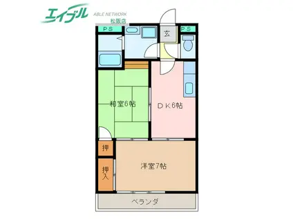 ラ・ブランシュ(2DK/2階)の間取り写真