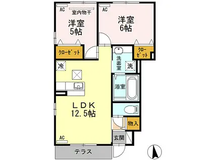 フォレスタ中央(2LDK/1階)の間取り写真