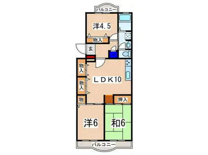 ガーデンライフ久里浜壱番館(3LDK/5階)の間取り写真