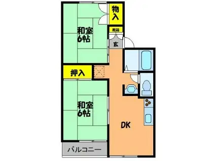 アザリアハイタウンC棟(2DK/2階)の間取り写真