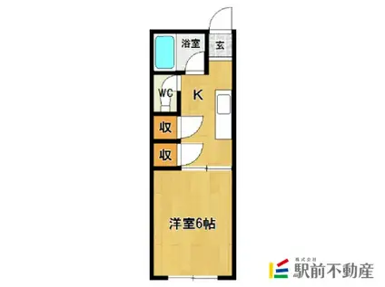 杉谷コーポ高木瀬東(1K/2階)の間取り写真