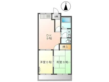 ロイヤルヒルズ高丘(2DK/2階)の間取り写真