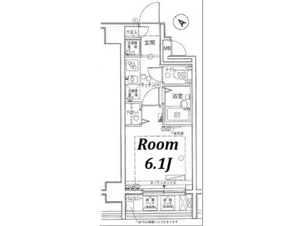 サンシティ月島アヴァンツァーレ(1K/7階)の間取り写真