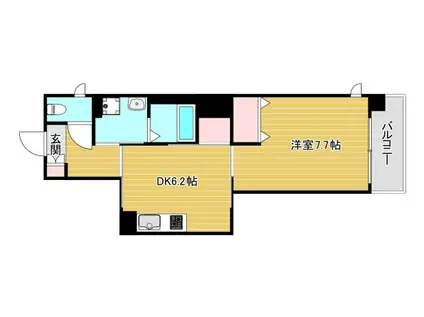 W.O.B.AWAZA(1DK/3階)の間取り写真