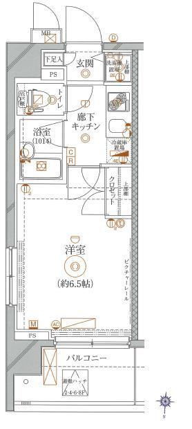 クレイシア池上リフィール(1K/6階)の間取り写真