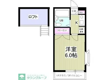 グランデュールII(1K/2階)の間取り写真