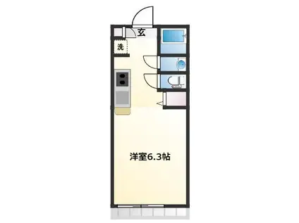 ND郡山(ワンルーム/2階)の間取り写真