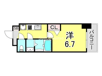 アドバンス神戸レイソレ(1K/9階)の間取り写真