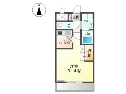 スズラン(1K/1階)の間取り写真