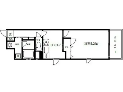 KAISEI大手前(1K/5階)の間取り写真