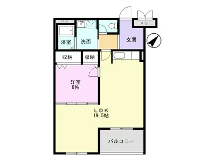 ベーシックマンションII(1LDK/2階)の間取り写真