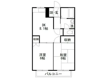 プレステージ八千代台PARTII(2DK/1階)の間取り写真