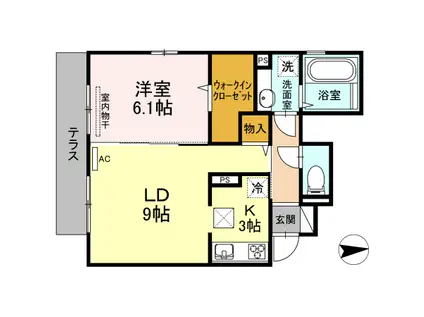 コート・ド・薄場(1LDK/1階)の間取り写真