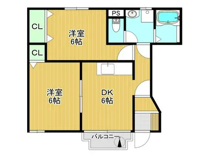 クレスト-ルN(2DK/1階)の間取り写真