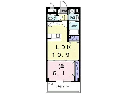 サンヒルズマンション(1LDK/1階)の間取り写真