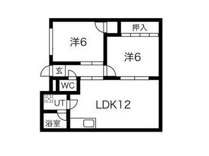 プリンセス高屋(2LDK/1階)の間取り写真