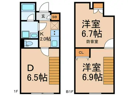 GREEN TERRACE 池ノ上(2DK/B1階)の間取り写真