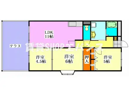 ボナールタカシ(3LDK/1階)の間取り写真
