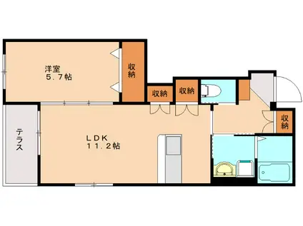 エスポワール(1LDK/1階)の間取り写真