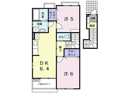 ヒラソール(2DK/2階)の間取り写真