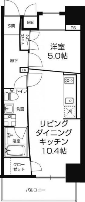 URBAN FLATS中之島(1LDK/6階)の間取り写真