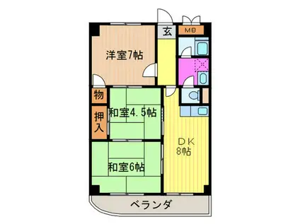 ロココ桂(3DK/3階)の間取り写真